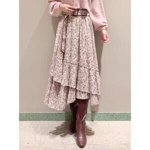 Floral Printed Long Irregular Skirt, WOmens Size XS